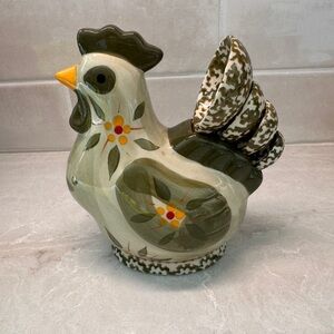 RARE Temp-Tations Old World Green Ceramic Chicken and 4 Measuring Spoons
